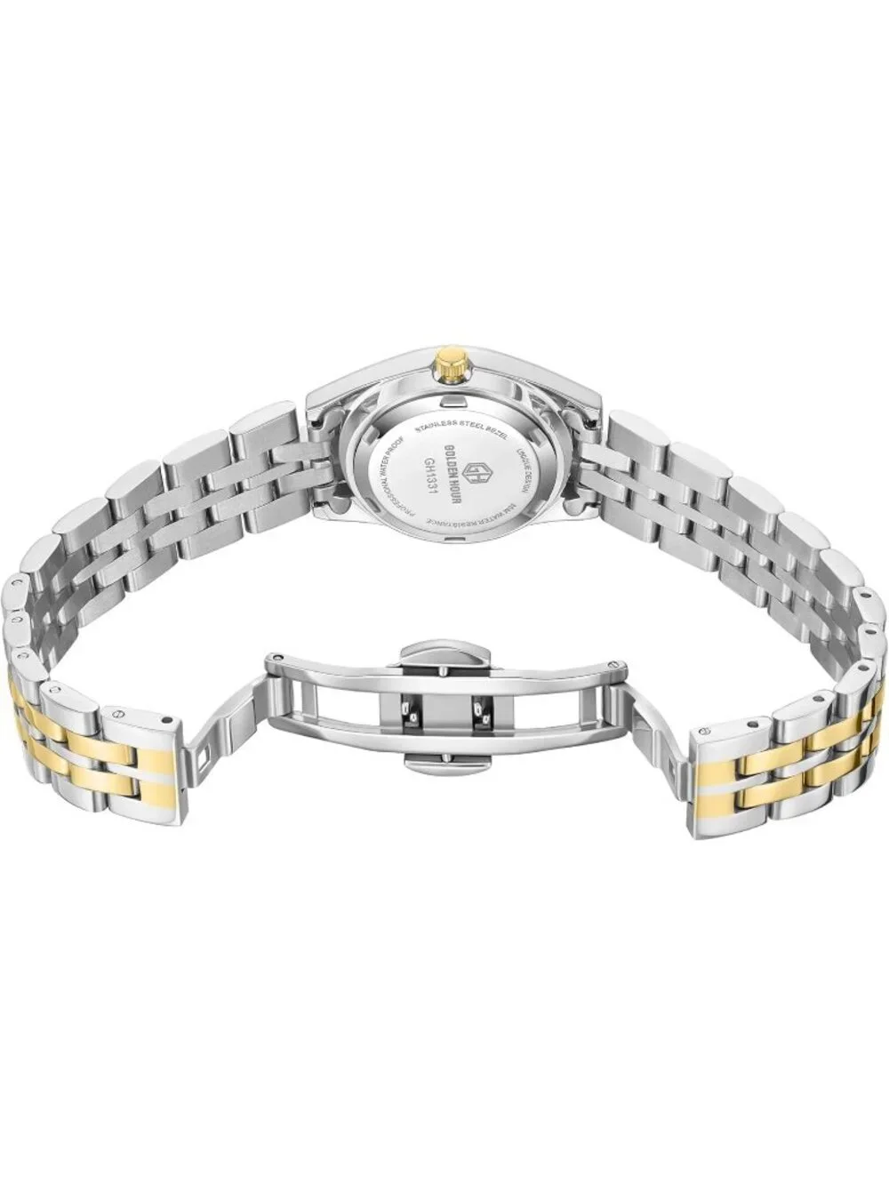Womens Silver Gold Analog Quartz Stainless Steel Band Easy Reader Bracelet Watch
